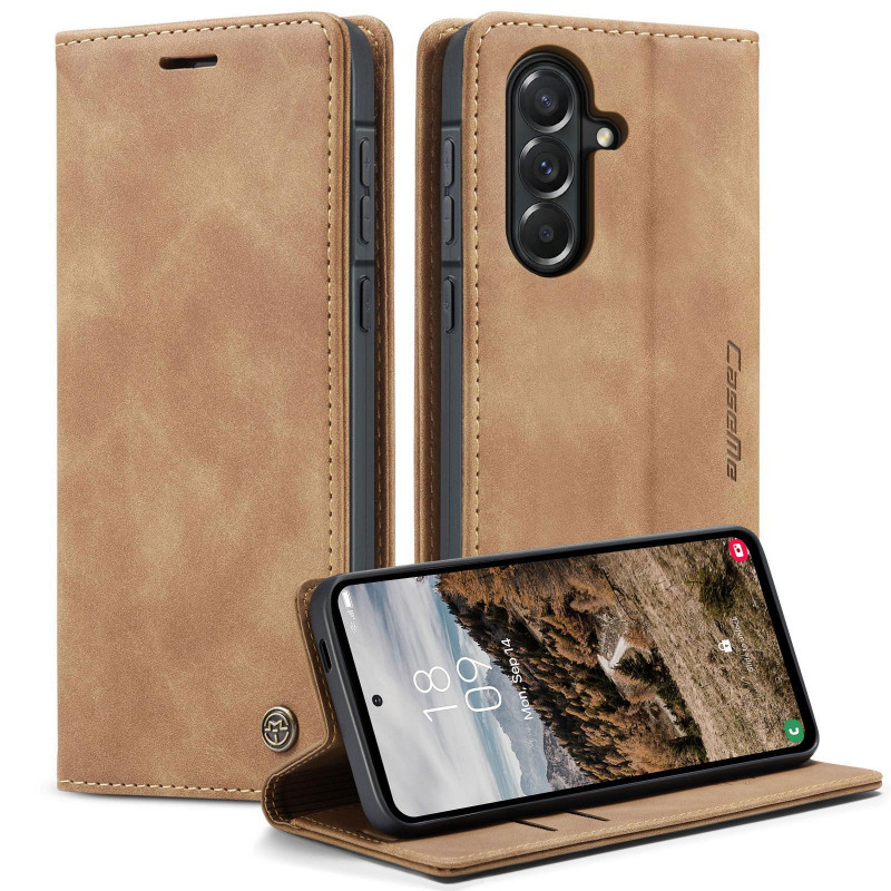 Фото Кожаный чехол-книжка CaseMe Velvet Nubuck для Samsung Galaxy A36 5G / A37 5G / A56 5G (Brown) на vchehle.ua