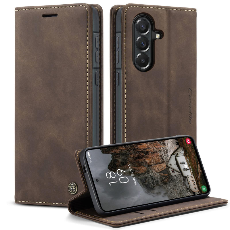 Фото Кожаный чехол-книжка CaseMe Velvet Nubuck для Samsung Galaxy A36 5G / A37 5G / A56 5G (Coffee) на vchehle.ua