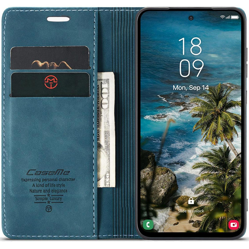 Фото Шкіряний чохол-книжка CaseMe Velvet Nubuck на Samsung Galaxy A57 5G (Blue) в маназині vchehle.ua