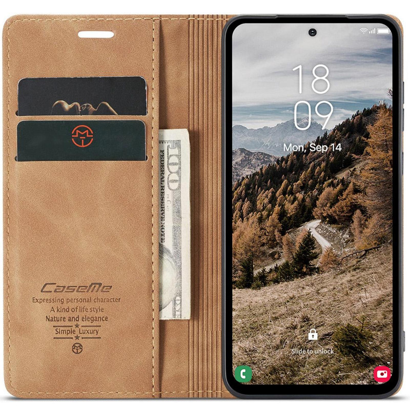 Фото Шкіряний чохол-книжка CaseMe Velvet Nubuck на Samsung Galaxy A57 5G (Brown) в маназині vchehle.ua
