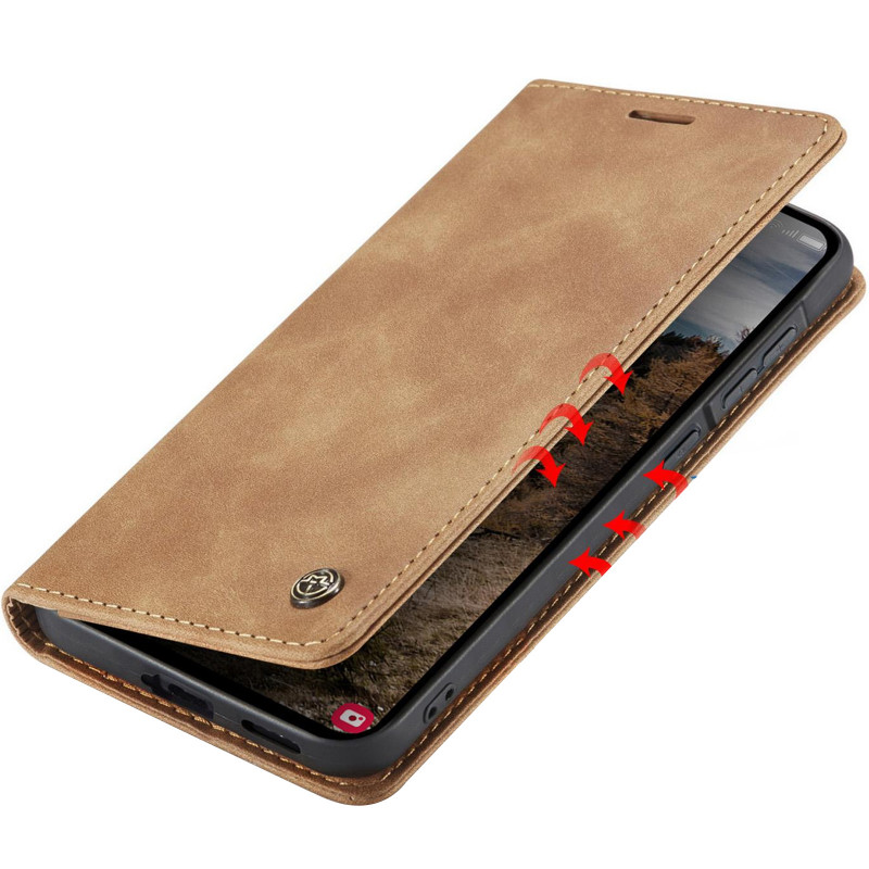 Шкіряний чохол-книжка CaseMe Velvet Nubuck на Xiaomi Redmi Note 15 Pro 4G (Brown) в магазині vchehle.ua