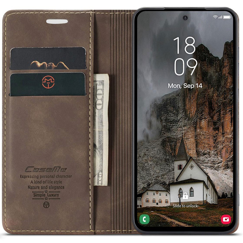 Фото Шкіряний чохол-книжка CaseMe Velvet Nubuck на Xiaomi Redmi Note 15 Pro 4G (Coffee) в маназині vchehle.ua