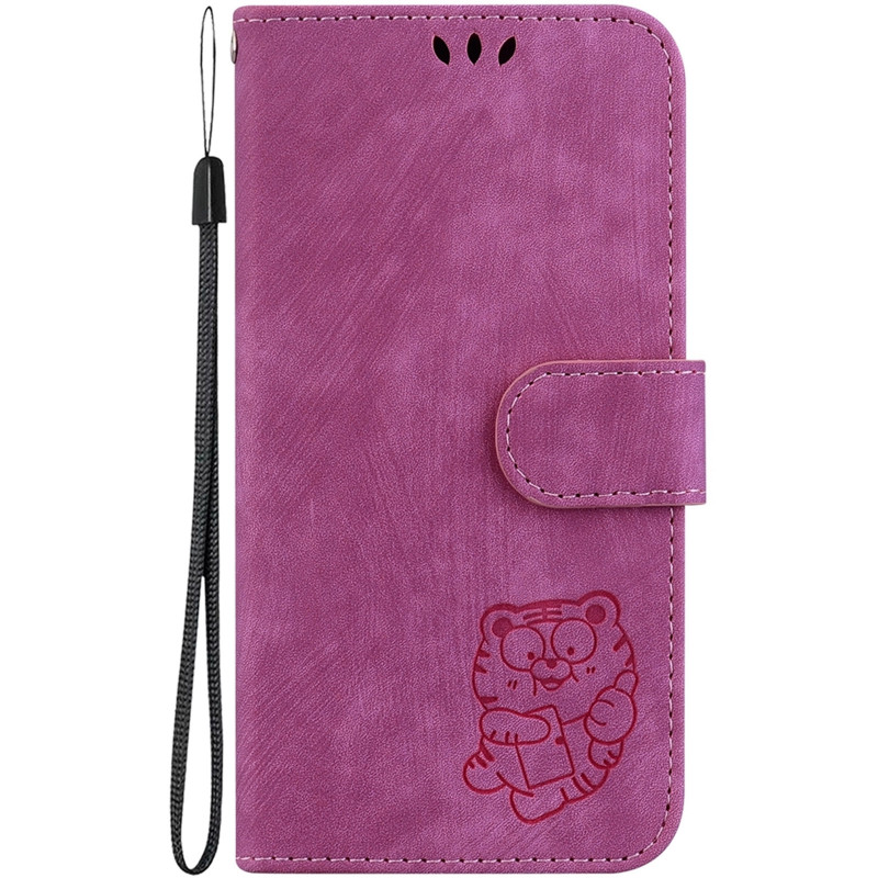 Кожаный чехол-книжка Cute Tiger для Samsung Galaxy A16 4G/5G (Rose Red)