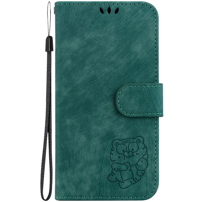 Кожаный чехол-книжка Cute Tiger для Samsung Galaxy A36 5G / A37 5G / A56 5G (Green)