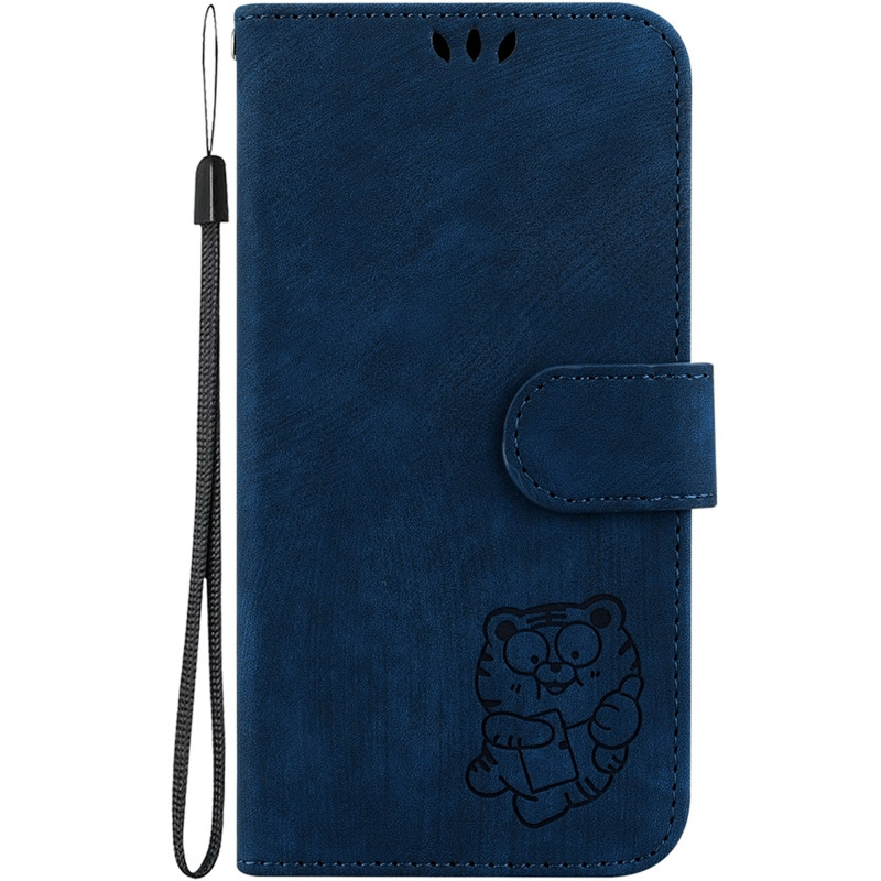 Шкіряний чохол-книжка Cute Tiger на Samsung Galaxy A57 5G (Dark Blue)
