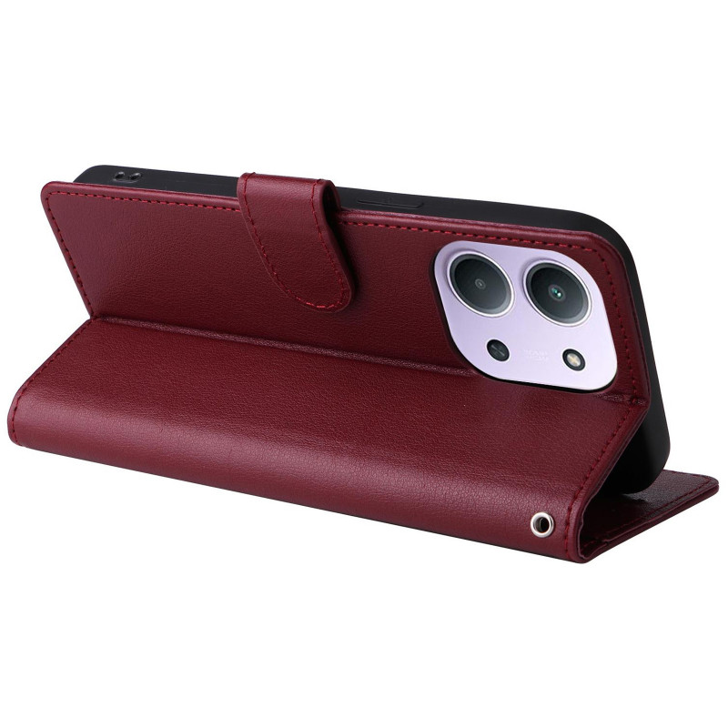 Шкіряний чохол-книжка Essential Case на Xiaomi Redmi 15C (EU) (Wine Red) в магазині vchehle.ua