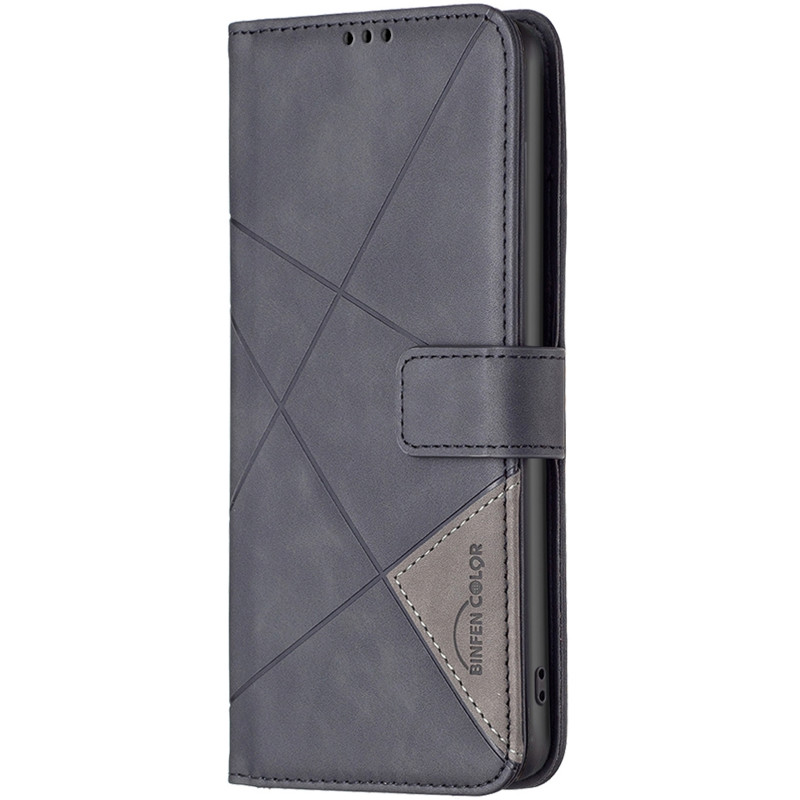 Кожаный чехол-книжка Geometric Pattern для Samsung Galaxy A36 5G / A37 5G / A56 5G (Black)