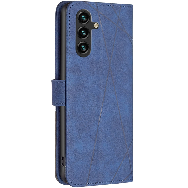 Фото Кожаный чехол-книжка Geometric Pattern для Samsung Galaxy A36 5G / A37 5G / A56 5G (Blue) на vchehle.ua