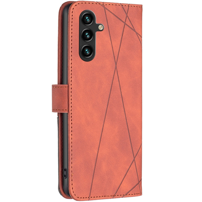 Фото Кожаный чехол-книжка Geometric Pattern для Samsung Galaxy A36 5G / A37 5G / A56 5G (Brown) на vchehle.ua