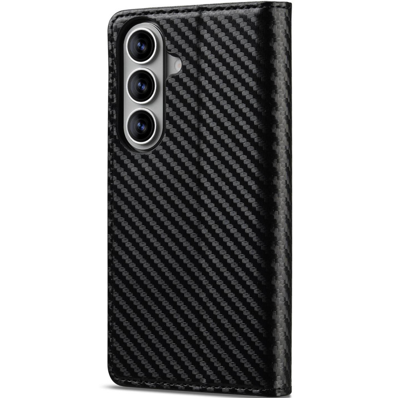 Фото Шкіряний чохол-книжка LC.IMEEKE Carbon Black на Samsung Galaxy S26+ (Black) на vchehle.ua