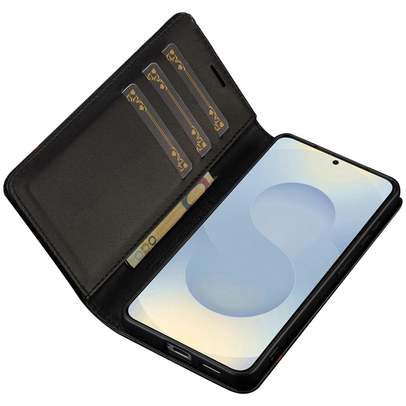 Шкіряний чохол-книжка LC.IMEEKE Carbon Black на Xiaomi Redmi Note 15 Pro 4G (Black) в магазині vchehle.ua
