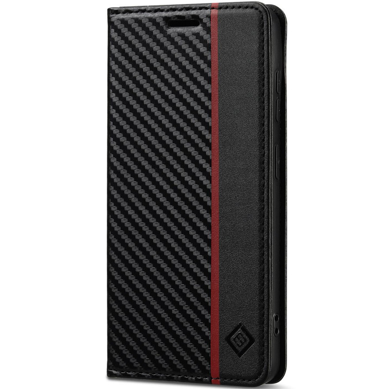 Шкіряний чохол-книжка LC.IMEEKE Carbon Black на Xiaomi Redmi Note 15 Pro 5G (Black)