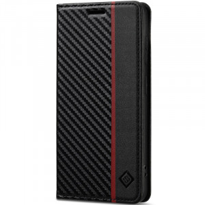 Шкіряний чохол-книжка LC.IMEEKE Carbon Black на Xiaomi Redmi Note 15 Pro+ 5G