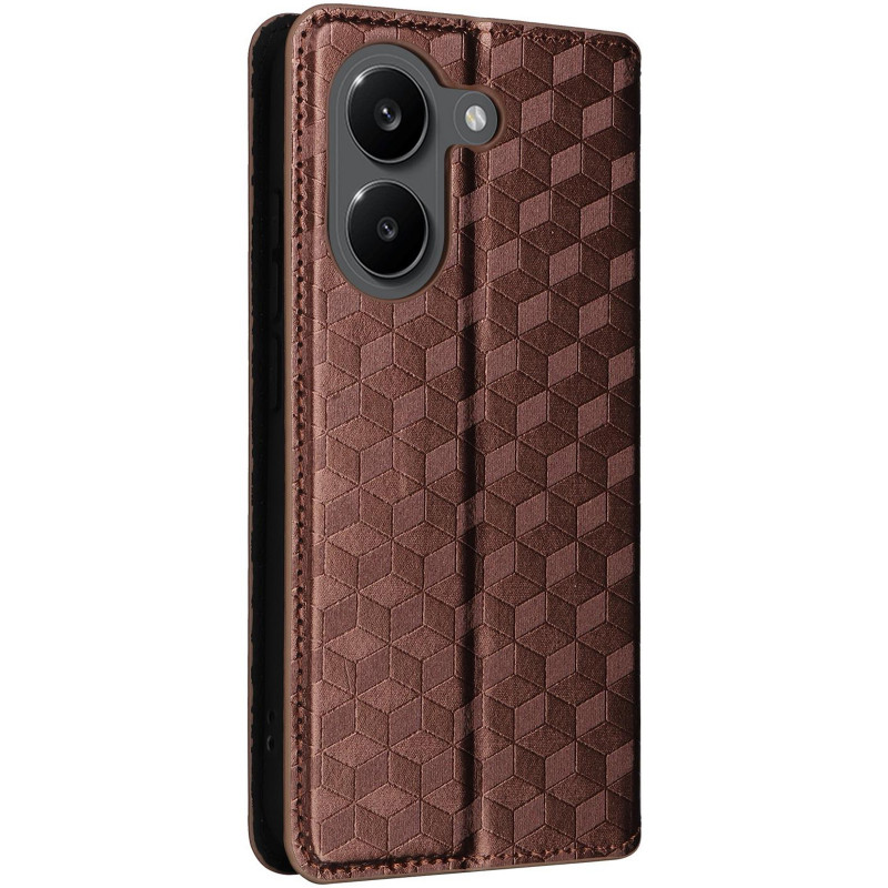 Шкіряний чохол-книжка Rhombus Book на Xiaomi Poco X8 Pro (Brown) в магазині vchehle.ua