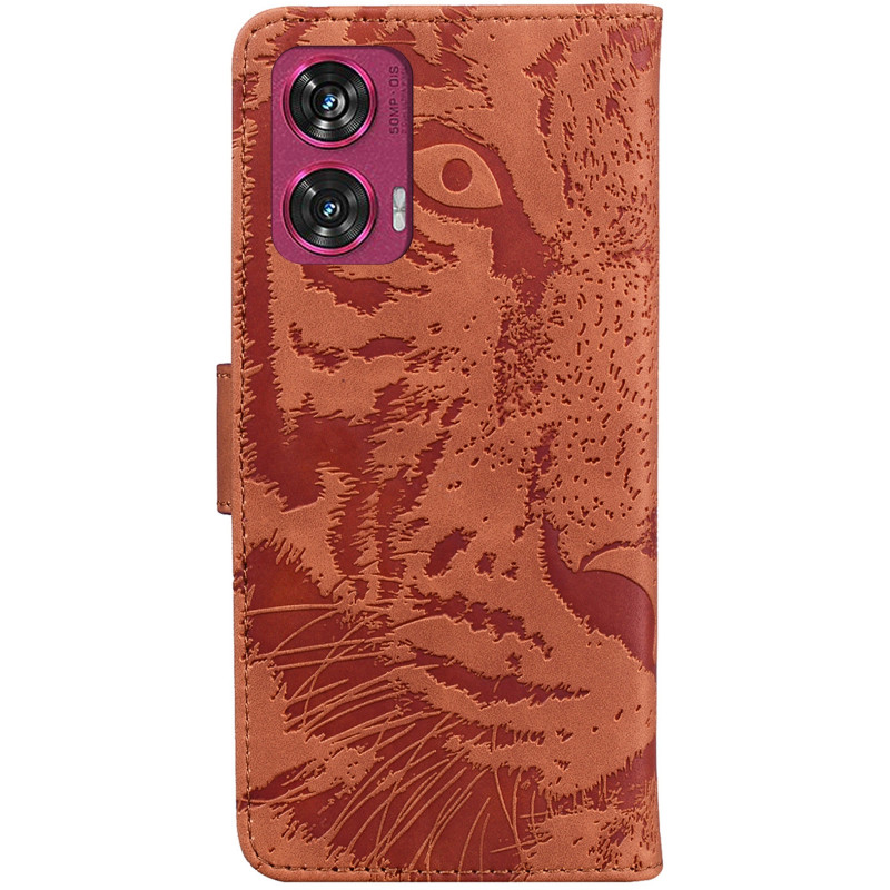 Фото Кожаный чехол-книжка Tiger для Motorola Edge 50 Fusion (Brown) на vchehle.ua