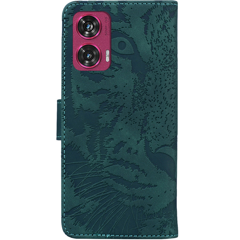 Фото Кожаный чехол-книжка Tiger для Motorola Edge 50 Fusion (Green) на vchehle.ua