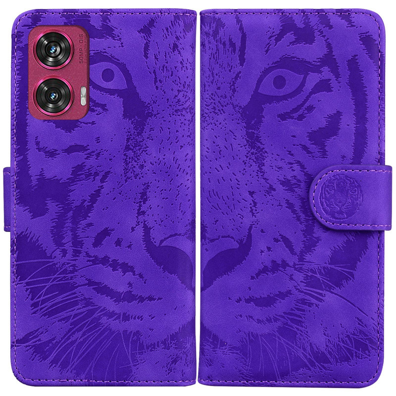 Купить Кожаный чехол-книжка Tiger для Motorola Edge 50 Fusion (Purple) на vchehle.ua