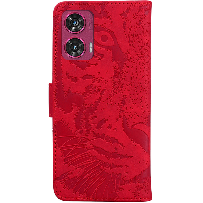Фото Кожаный чехол-книжка Tiger для Motorola Edge 50 Fusion (Red) на vchehle.ua