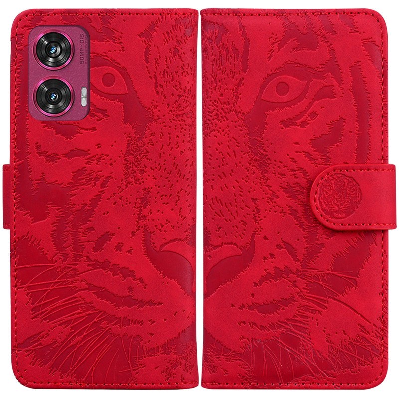 Купить Кожаный чехол-книжка Tiger для Motorola Edge 50 Fusion (Red) на vchehle.ua