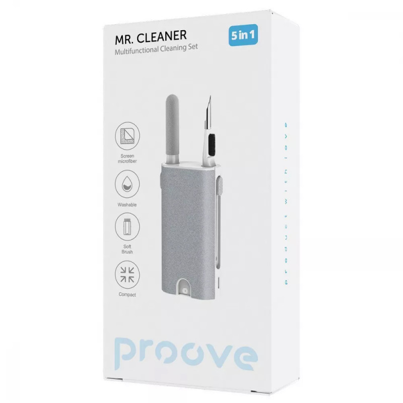 Фото Многофункциональный набор для чистки гаджетов Proove Mr. Cleaner 5in1 (White) на vchehle.ua