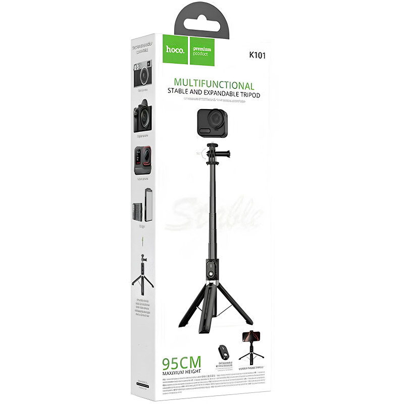 Фото Монопод для селфі Hoco K101 Prestigio + BT знімний пульт (Black) на vchehle.ua
