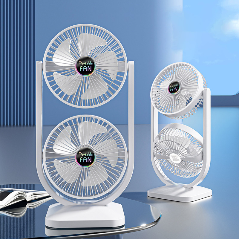 Фото Настільний вентилятор S30 Dual-Fan 3000mAh (White) на vchehle.ua