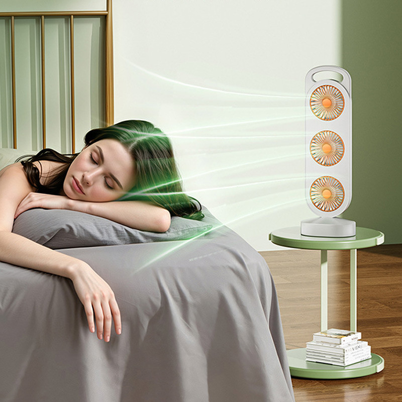Фото Настольный вентилятор Three Head Fan 1200 mAh (Orange) на vchehle.ua