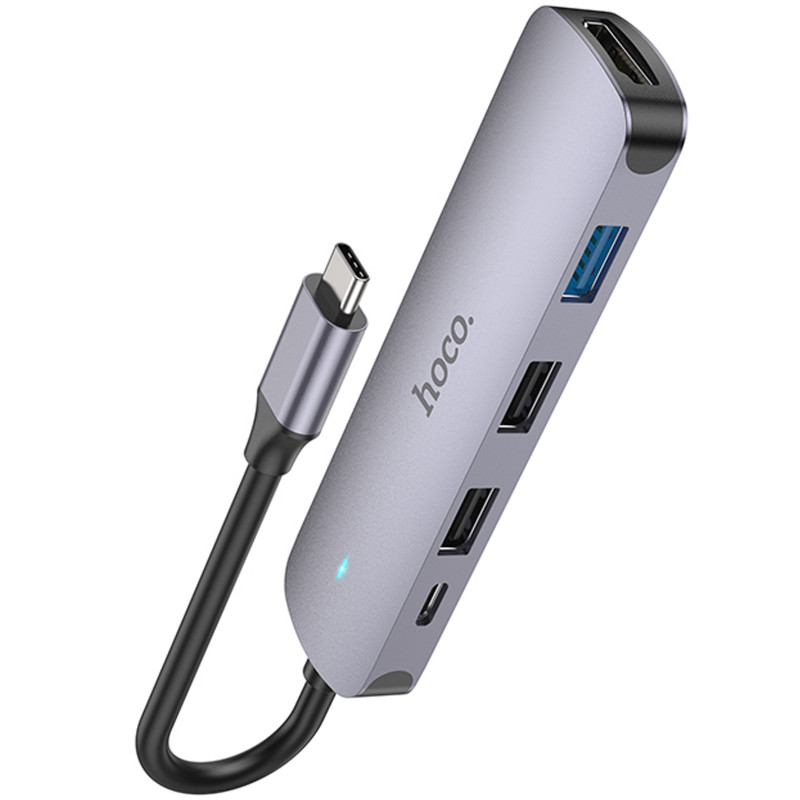 Купить Переходник HUB Hoco HB27 10-Port (Type-C to HDTV+USB3.0+PD+2xUSB2.0) (Metal gray) на vchehle.ua