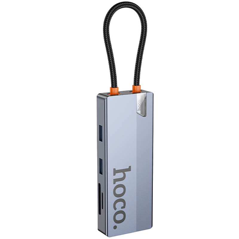 Перехідник HUB Hoco HB52 Wow 8in1 (Type-C to HDTV+RJ45+SD/TF+PD+Type-C3.0+2xUSB3.0) (Deep space gray) в магазині vchehle.ua