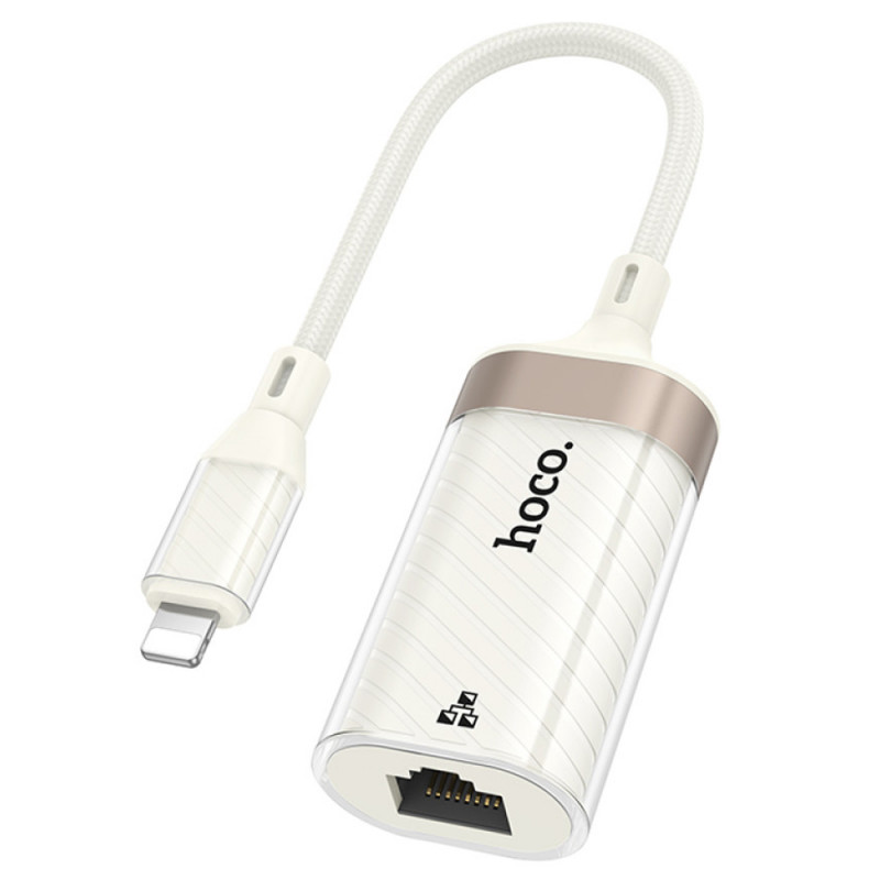 Перехідник Hoco UA41A Crystal Lightning to RJ45 100 Mbs (0.15m) (Apricot)