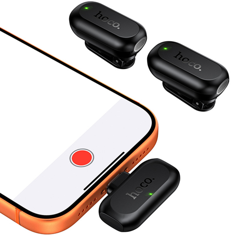 Петличный беспроводной микрофон Hoco L26 Dual-mic Smart AI (Type-C) (Black) в магазине vchehle.ua