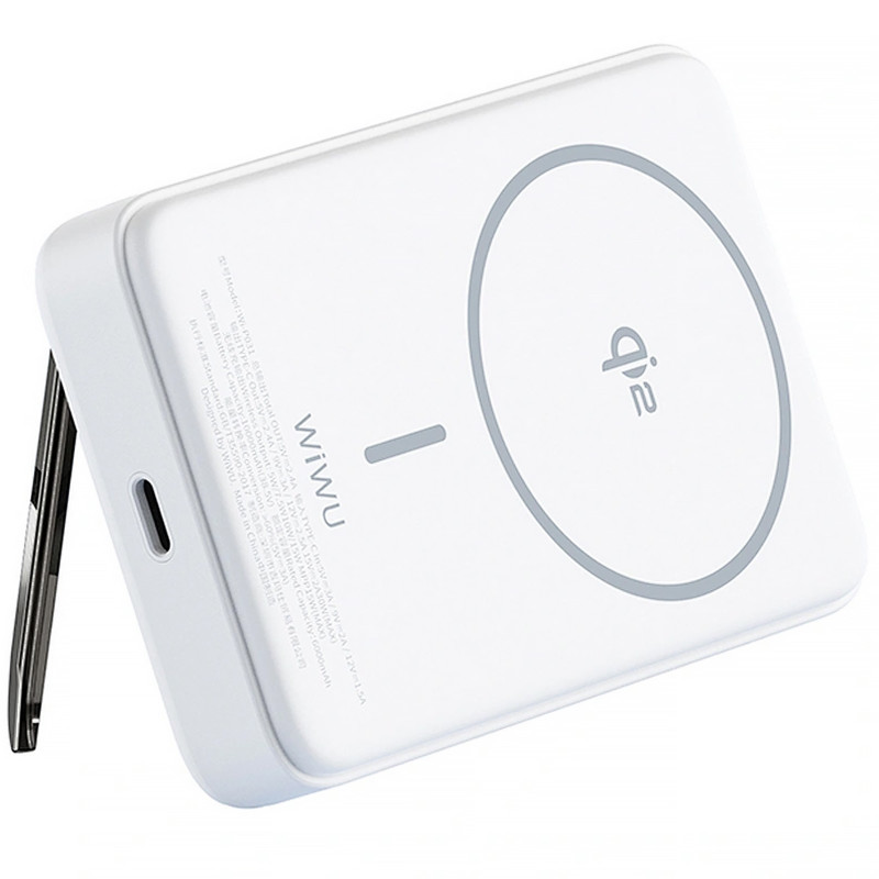 Фото Power Bank WIWU 10000 mAh Wi-P031 Magnetic с БЗУ Qi2 30W (White) на vchehle.ua