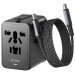 Фото Мережевий універсальний перехідник WIWU UA013 20W GaN + 1USB-A/2C with retractable cable Type-C (Black) на vchehle.ua