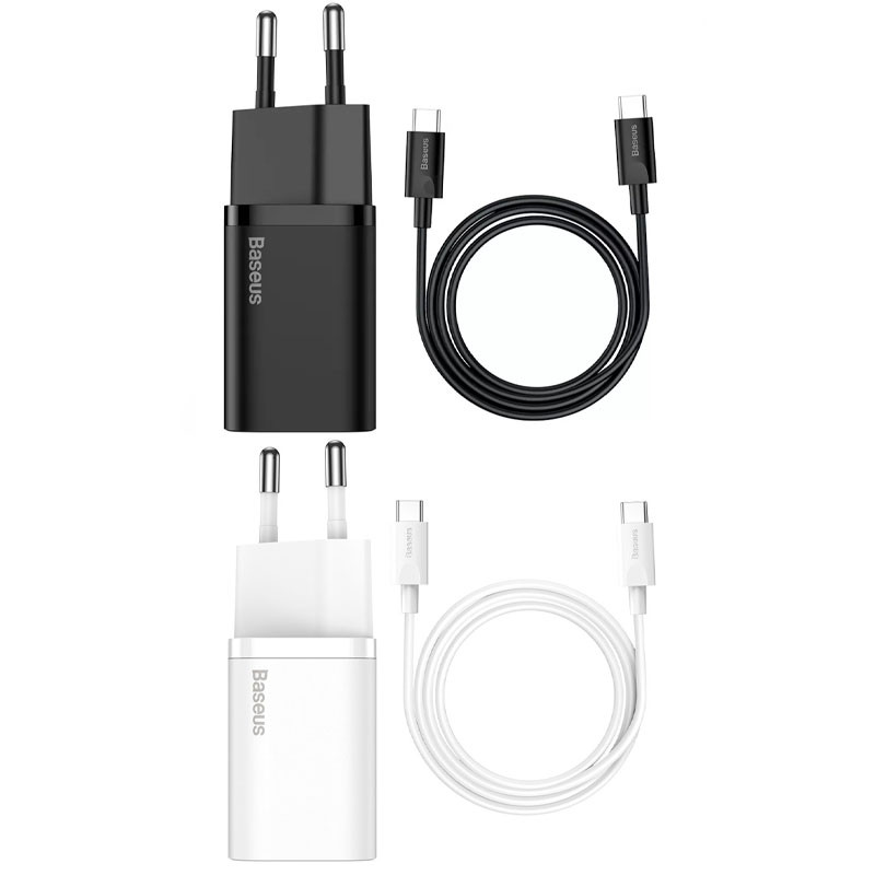 СЗУ Baseus Super Si Quick Charger PD25W (1USB-C) + кабель Type-C to Type-C (TZCCSUP-L)