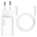 СЗУ Baseus Super Si Quick Charger PD25W (1USB-C) + кабель Type-C to Type-C (TZCCSUP-L) (Белый)