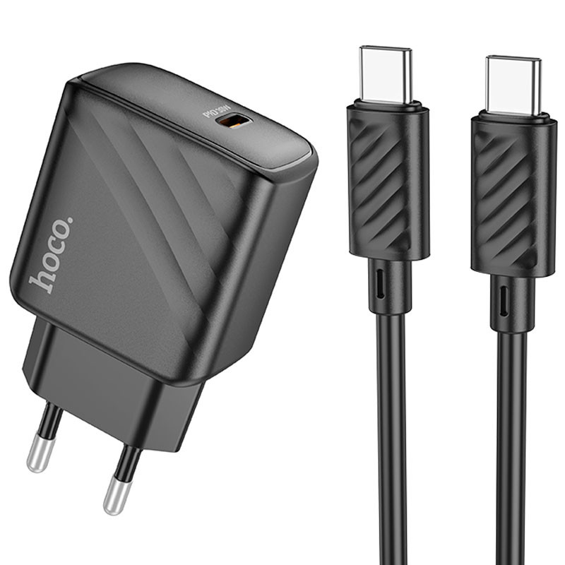 СЗУ Hoco CS22A Value PD30W (1USB-C) + кабель Type-C to Type-C (Black)