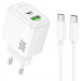 СЗУ Hoco CS55A Surplus PD30W+QC3.0 (1USB-A/1C) + кабель Type-C to Type-C (White)