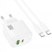 Фото СЗУ Hoco CS55A Surplus PD30W+QC3.0 (1USB-A/1C) + кабель Type-C to Type-C (White) в магазине vchehle.ua