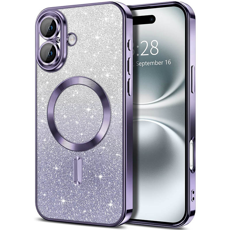 TPU чехол Delight case with Magnetic Safe с защитными линзами на камеру для Apple iPhone 16 Plus (6.7") (Фиолетовый / Deep Purple)