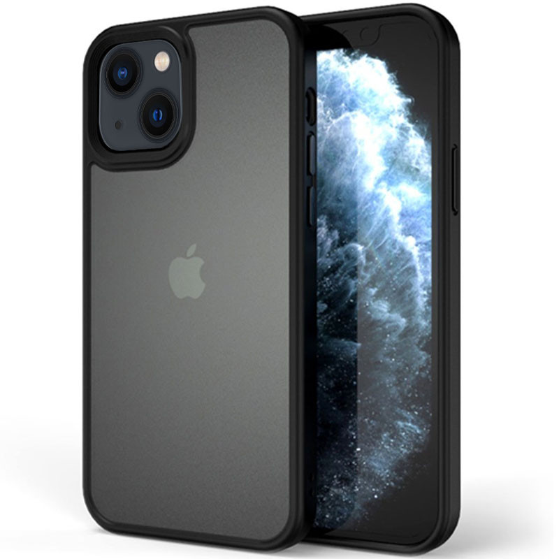 TPU+PC чехол Metal Buttons для Apple iPhone 13 (6.1") (Черный / Black)