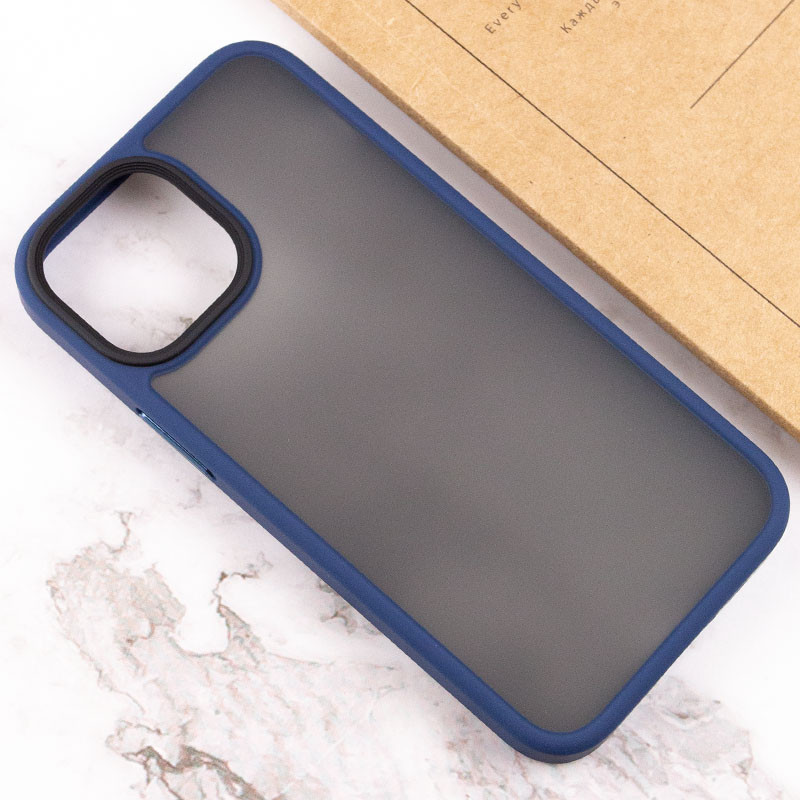 TPU+PC чохол Metal Buttons на Apple iPhone 13 / 14 (6.1") (Синій / Navy Blue) в магазині vchehle.ua
