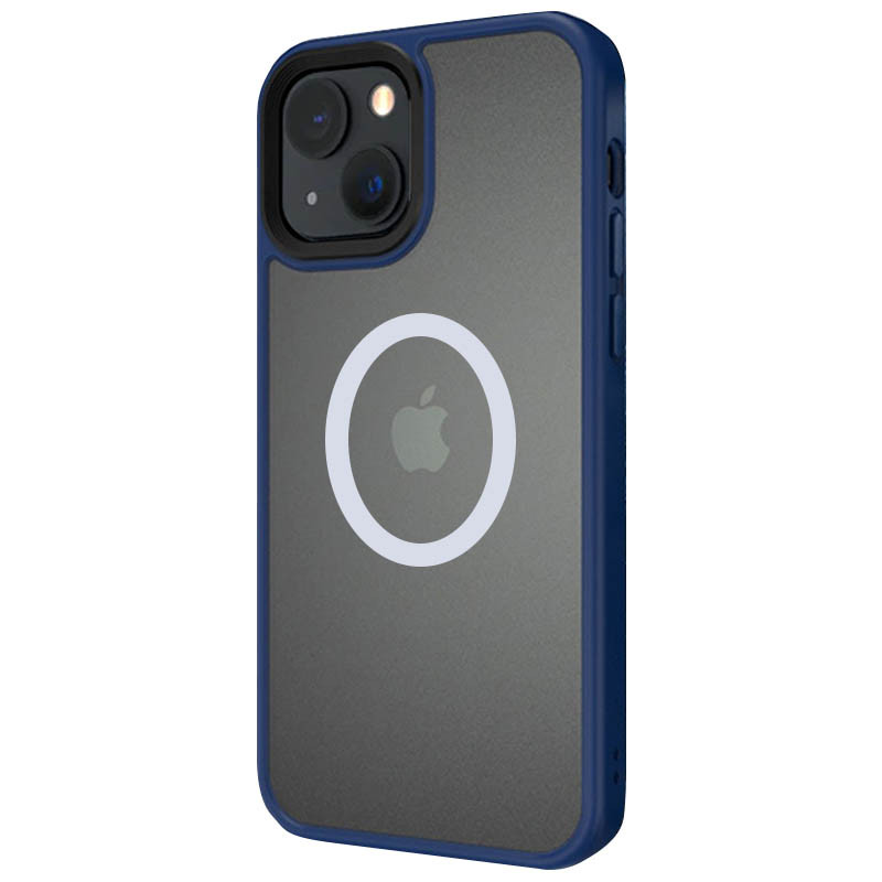Фото TPU+PC чехол Metal Buttons with Magnetic Safe для Apple iPhone 13 (6.1") (Синий / Navy Blue) на vchehle.ua