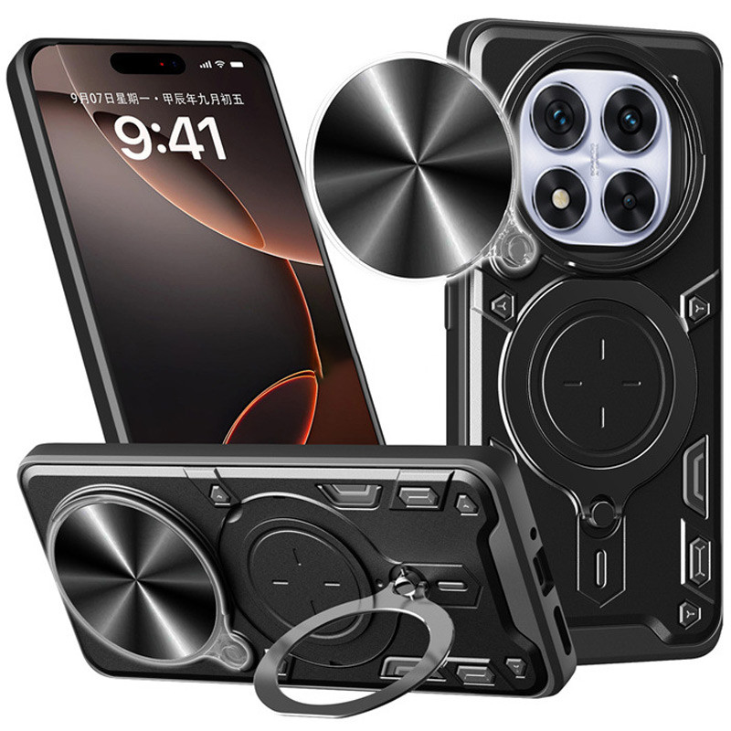Ударопрочный чехол Bracket case with Magnetic для Xiaomi Redmi Note 14 Pro+ 5G (Black)