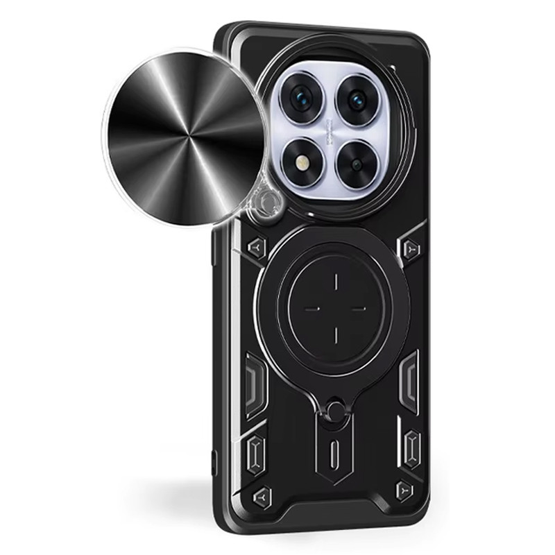 Фото Ударопрочный чехол Bracket case with Magnetic для Xiaomi Redmi Note 14 Pro+ 5G (Black) на vchehle.ua