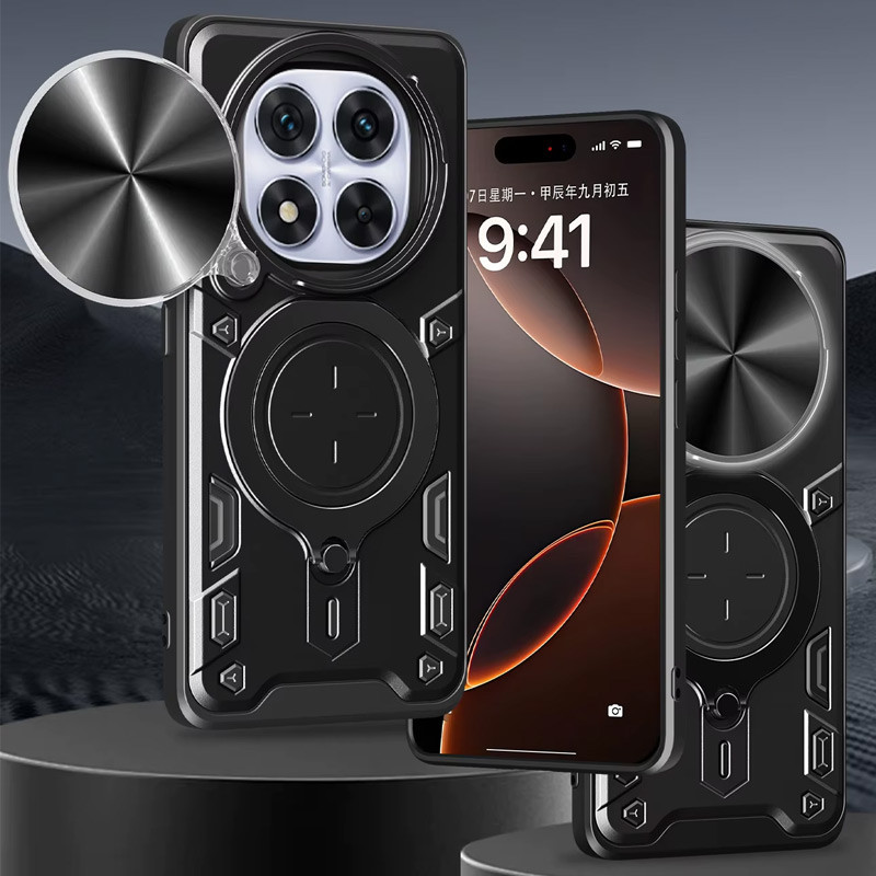Фото Ударопрочный чехол Bracket case with Magnetic для Xiaomi Redmi Note 14 Pro+ 5G (Black) в магазине vchehle.ua