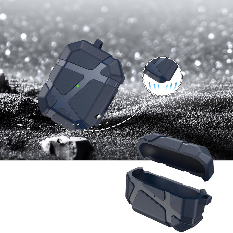 Фото Ударопрочный футляр Titan Armor для наушников Airpods Pro 2 / Pro (Midnight Blue) на vchehle.ua