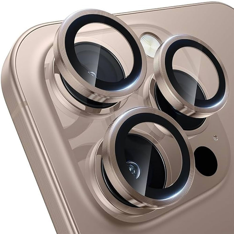 Фото Захисне скло Metal Classic на камеру (в упак.) на Apple iPhone 16 Pro (6.3") / 16 Pro Max (6.9") (Золотий / Desert Gold) на vchehle.ua