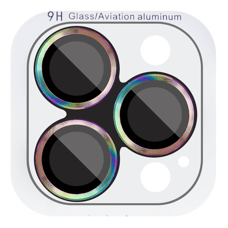 Захисне скло Metal Classic на камеру (в упак.) на Apple iPhone 16 Pro (6.3") / 16 Pro Max (6.9") (Бузковий / Rainbow)