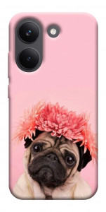 Чехол Мопс с цветами для Xiaomi Poco X8 Pro