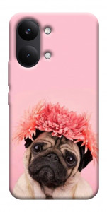 Чехол Мопс с цветами для Xiaomi Poco X8 Pro Max